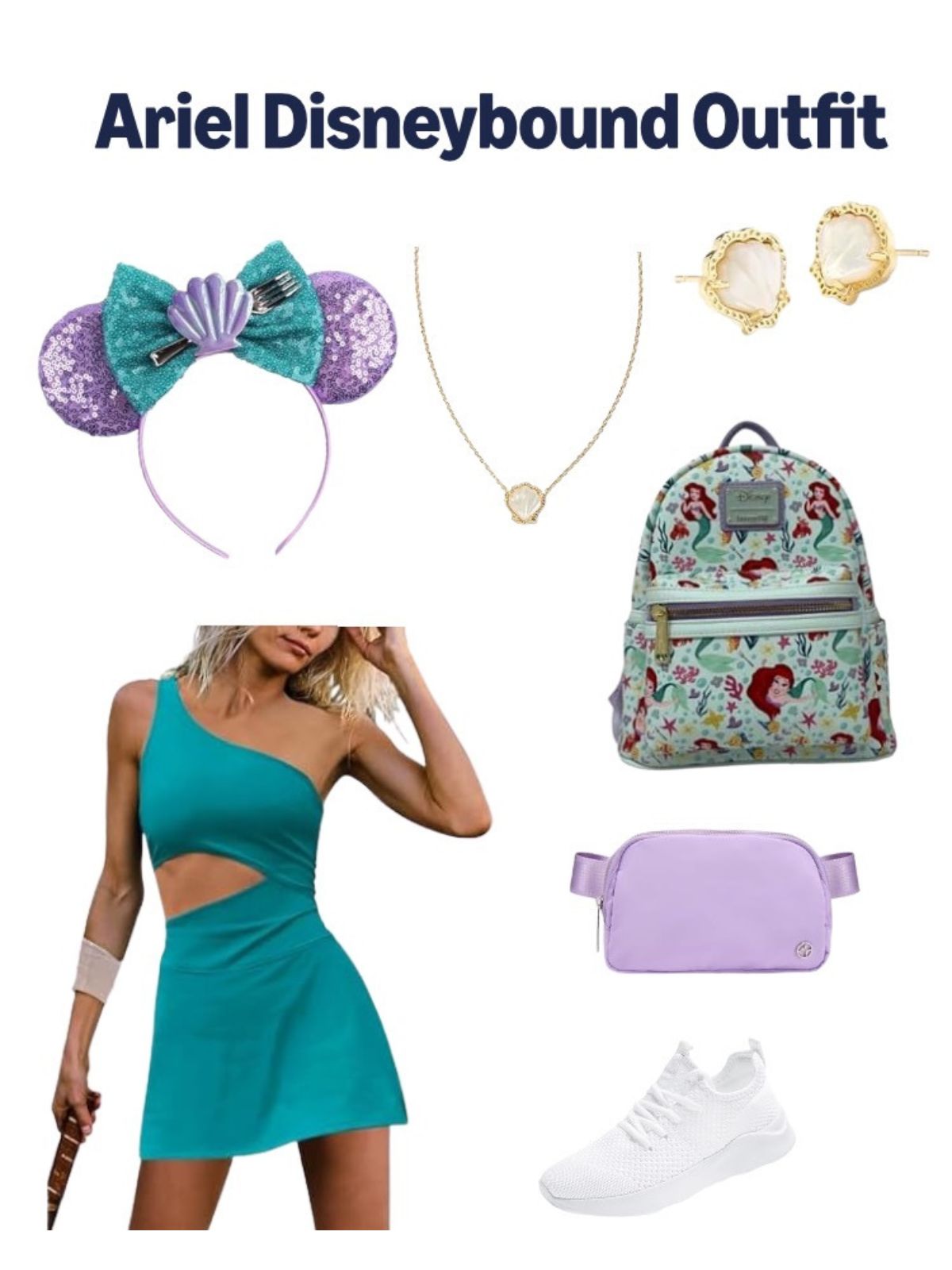 Ariel Disneybound with a Teal Dress