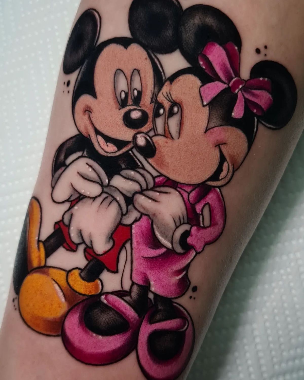 Cute Mickey And Minnie Mouse Tattoo