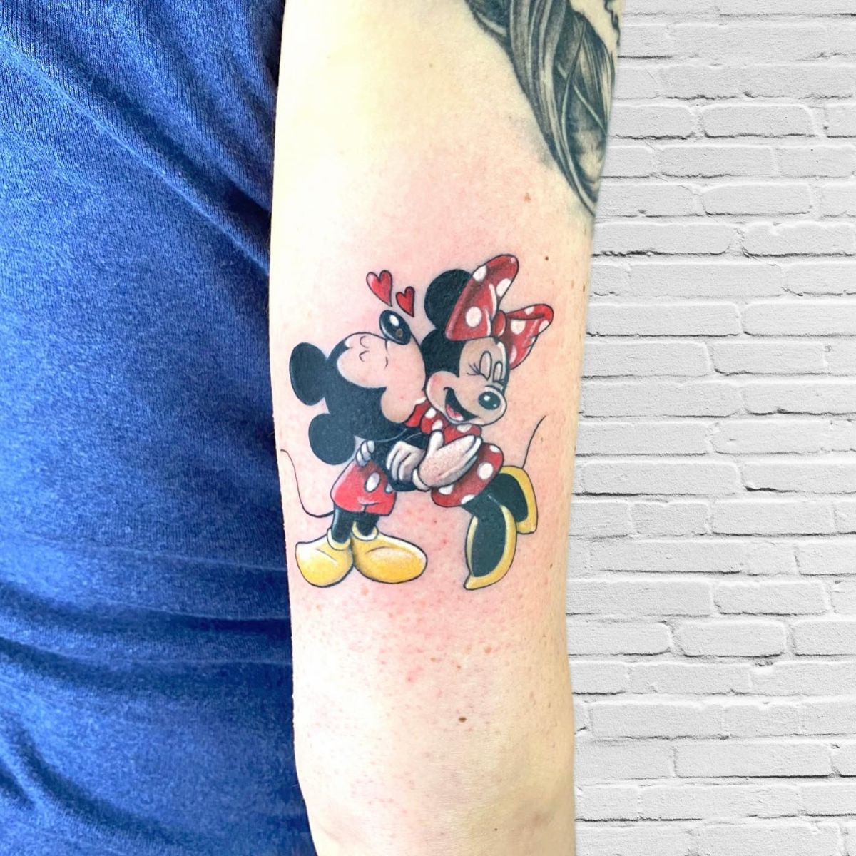 Mickey And Minnie Hugging Tattoo