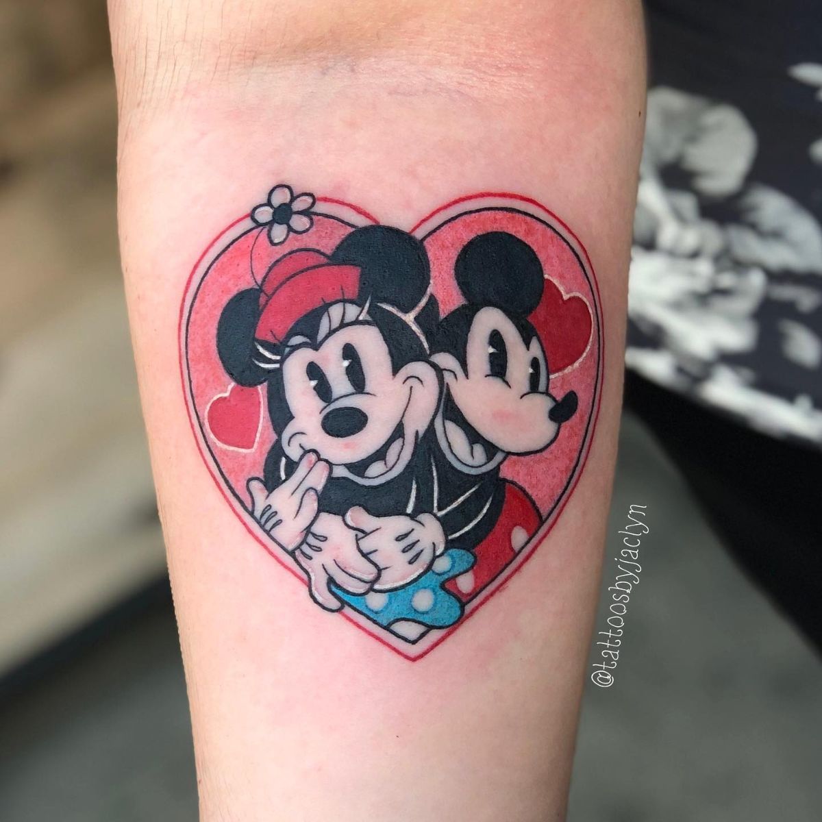 Mickey And Minnie In A Heart Tattoo