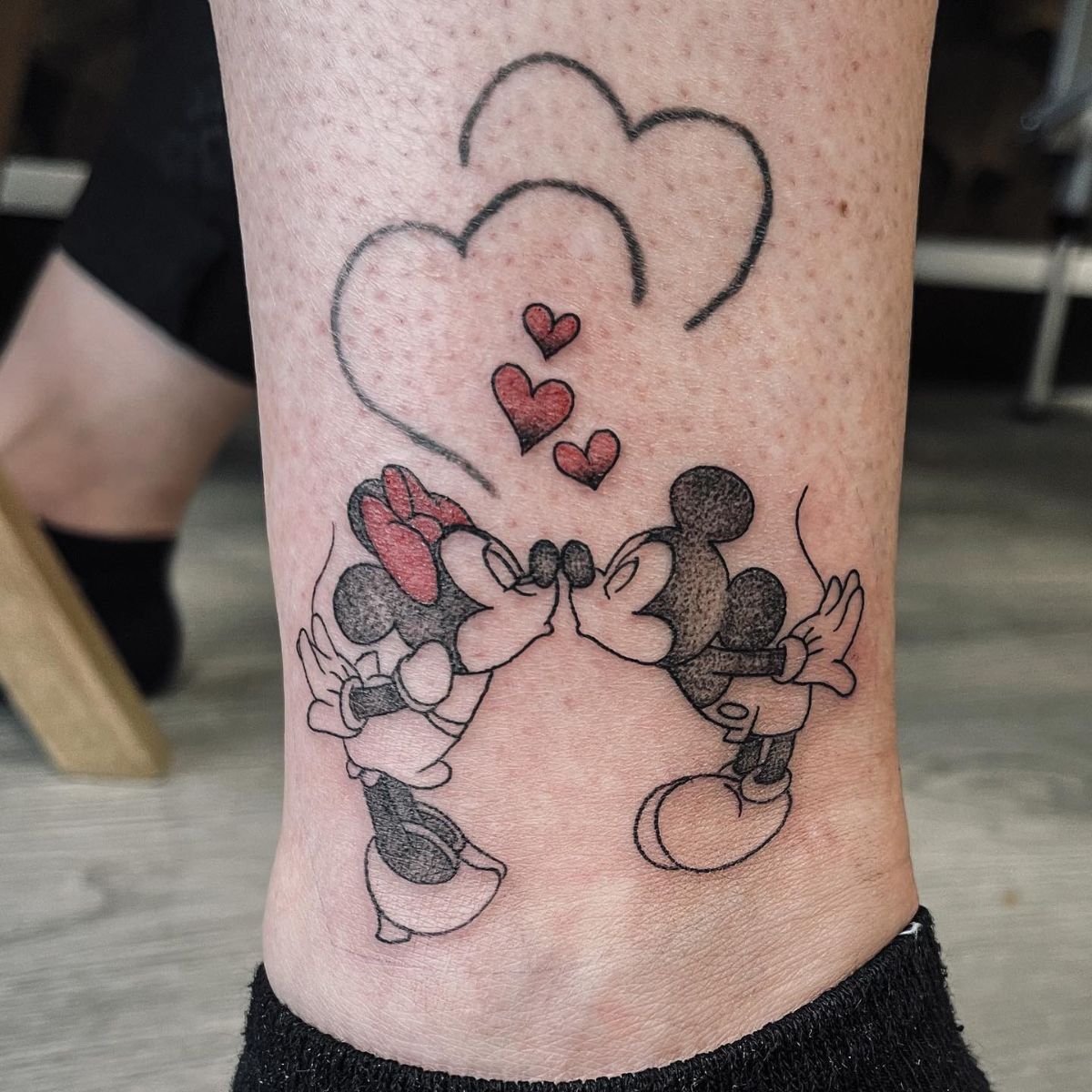 Mickey And Minnie Kissing Tattoo