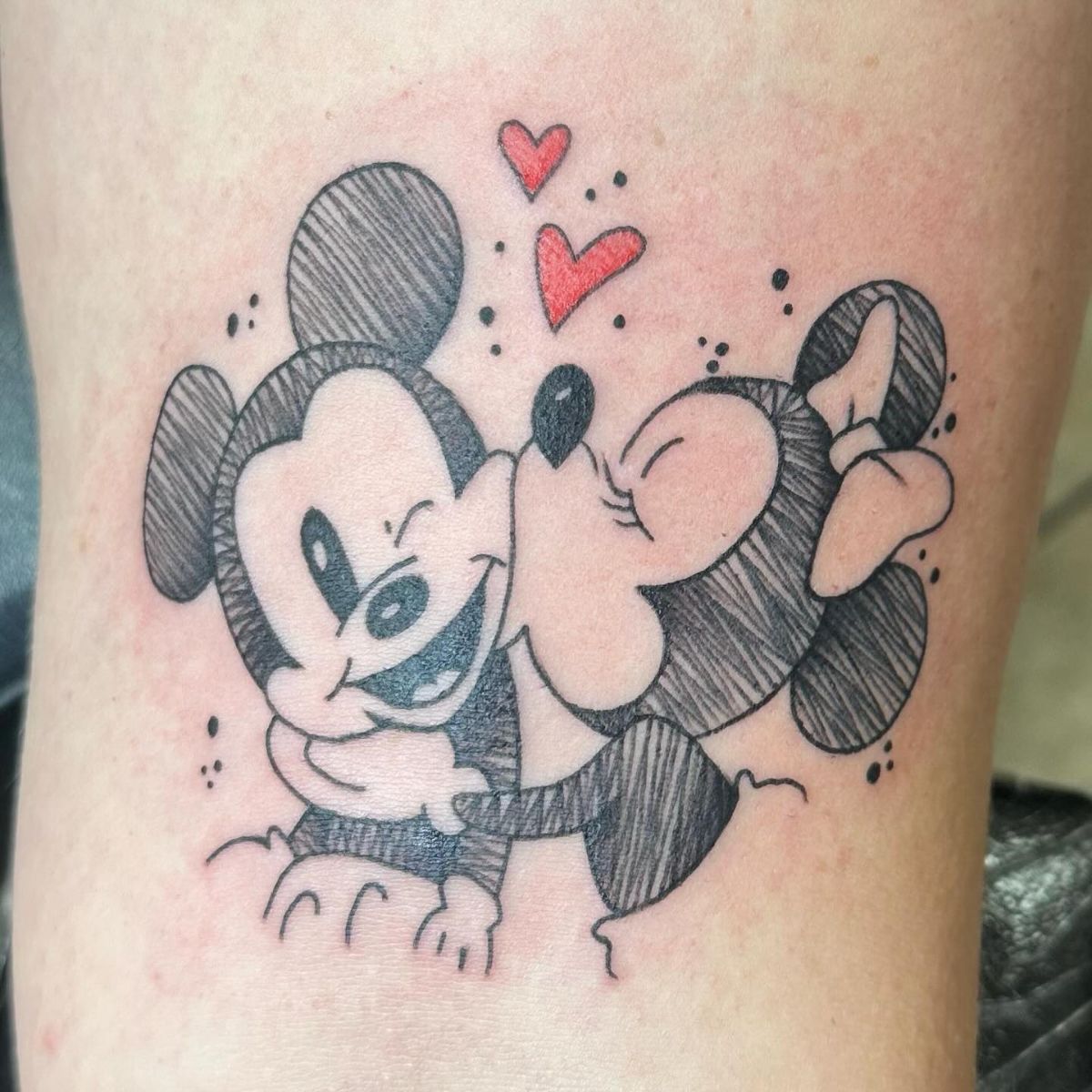 Minnie Kissing Mickey Tattoo