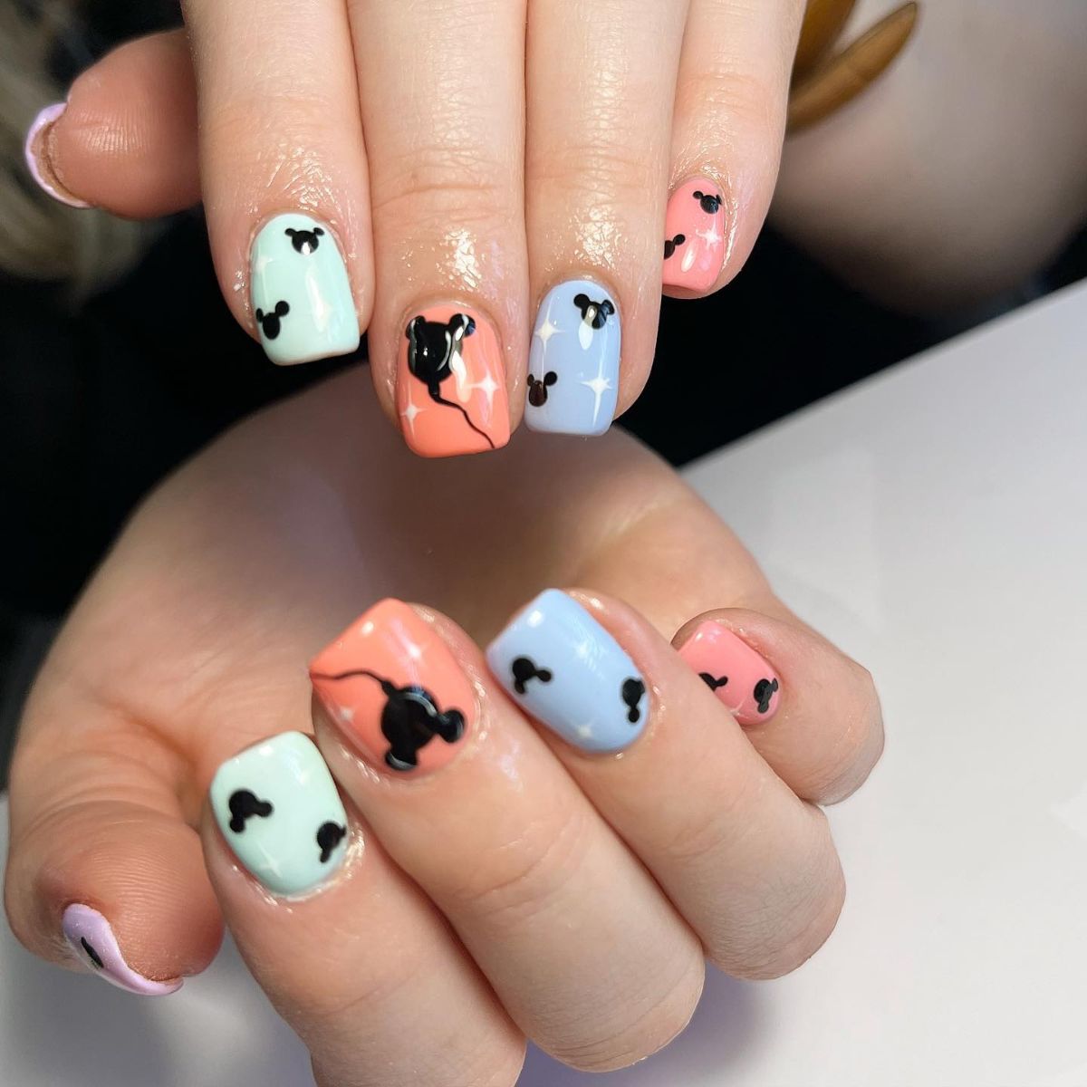 Pastel Mickey Mouse Nails