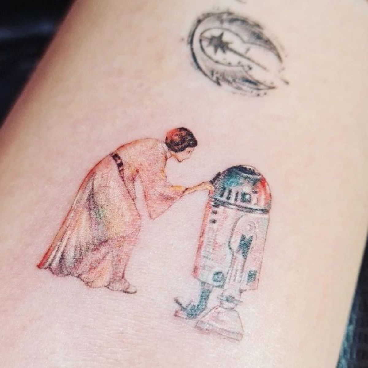 Princess Leia And R2-D2 Tattoo