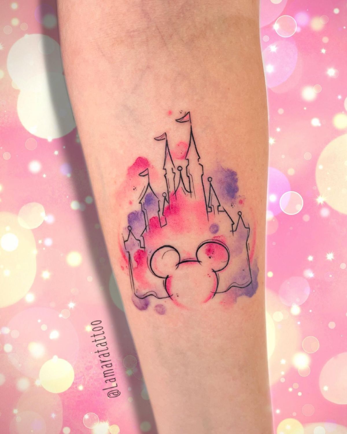 Watercolor Castle Tattoo