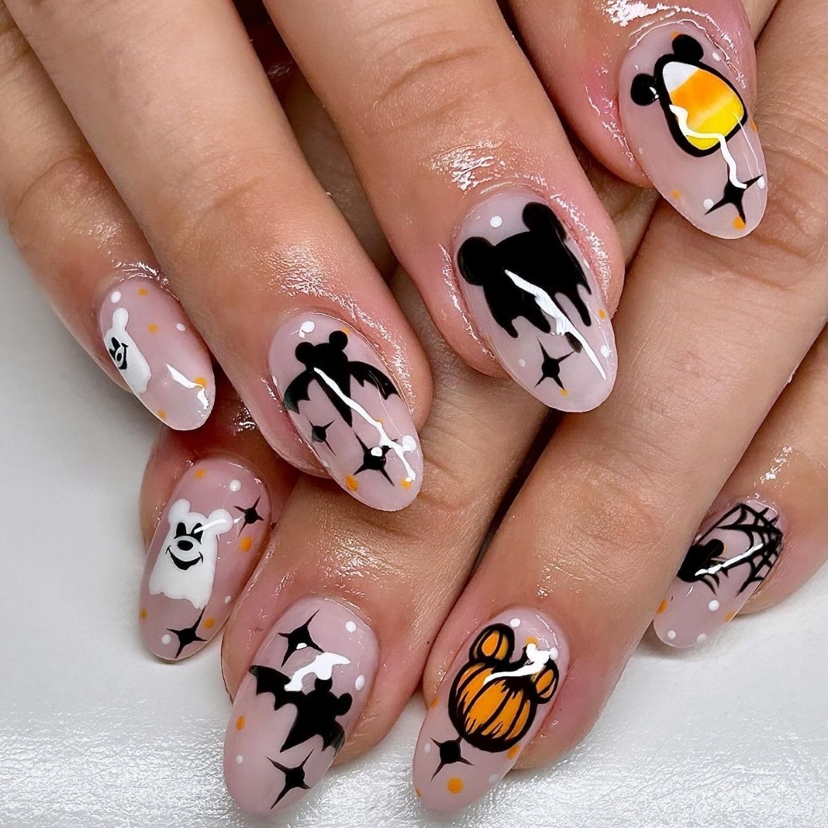 Mickey Bat Halloween Nails