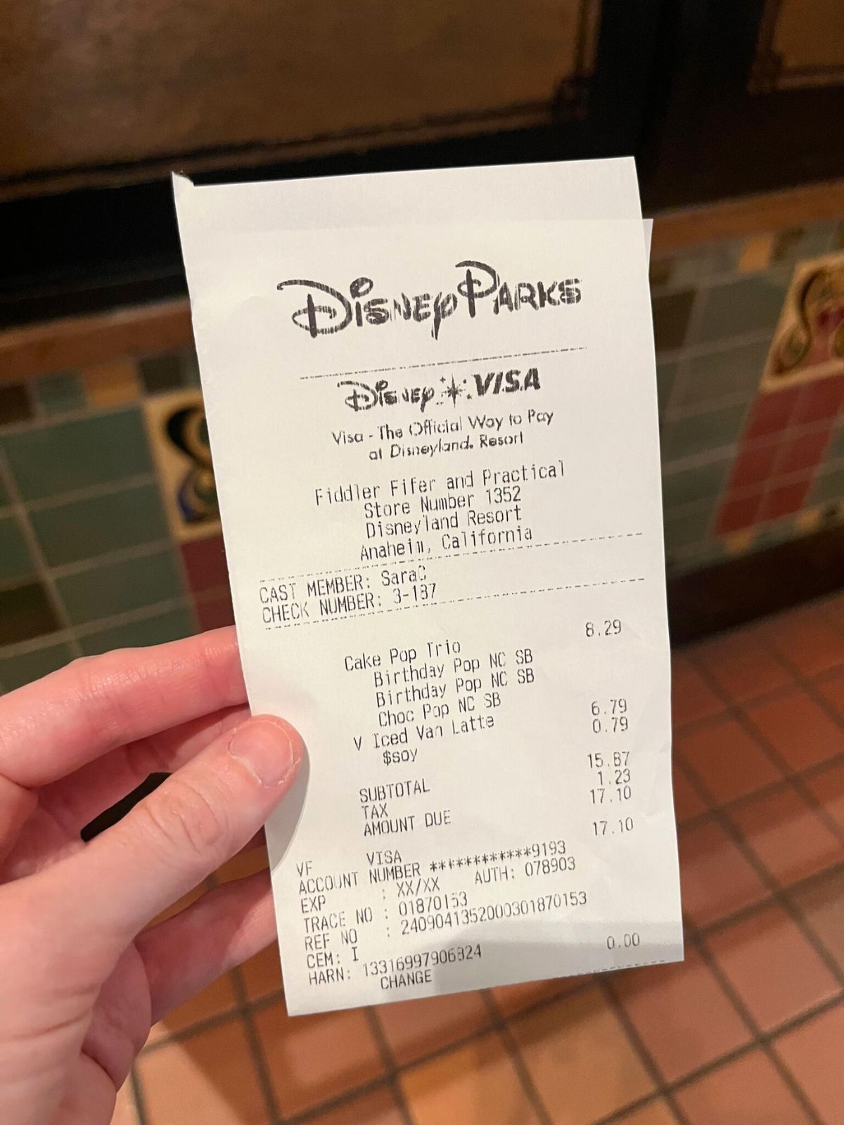 disneyland receipt