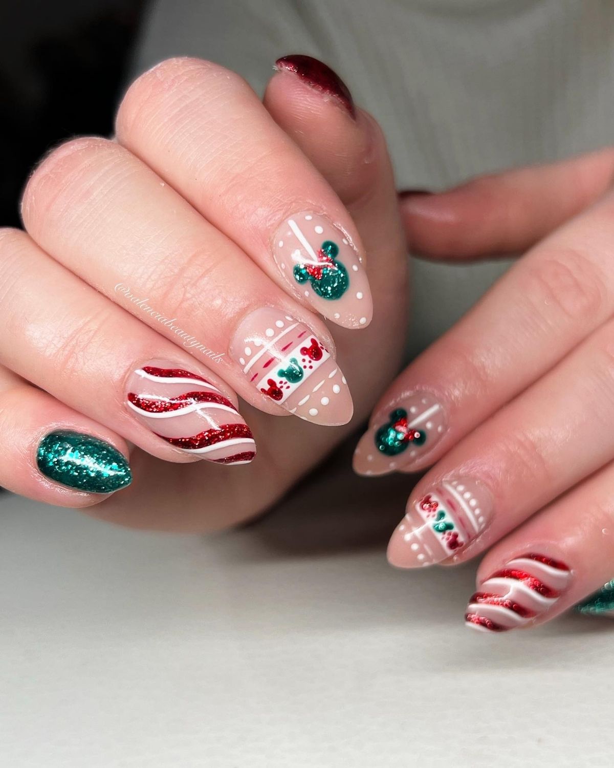 Almond Shaped Disney Holiday Nails

