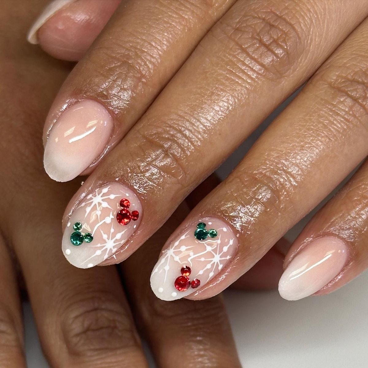 Christmas Mickey Jewel Nails

