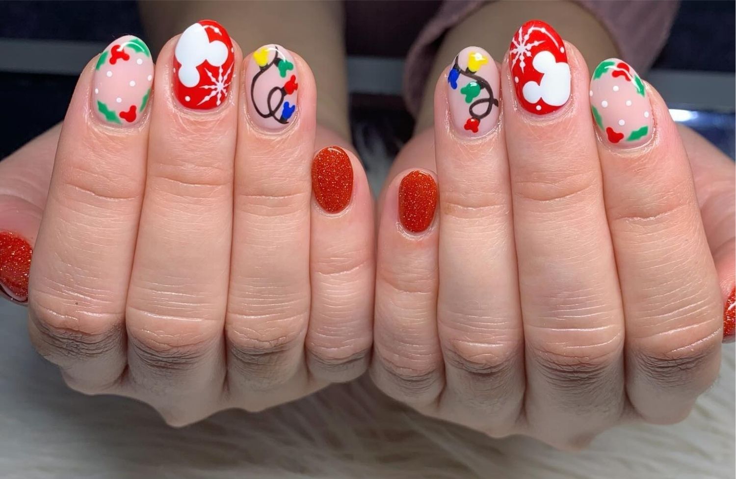 Colorful Mickey Christmas Nails

