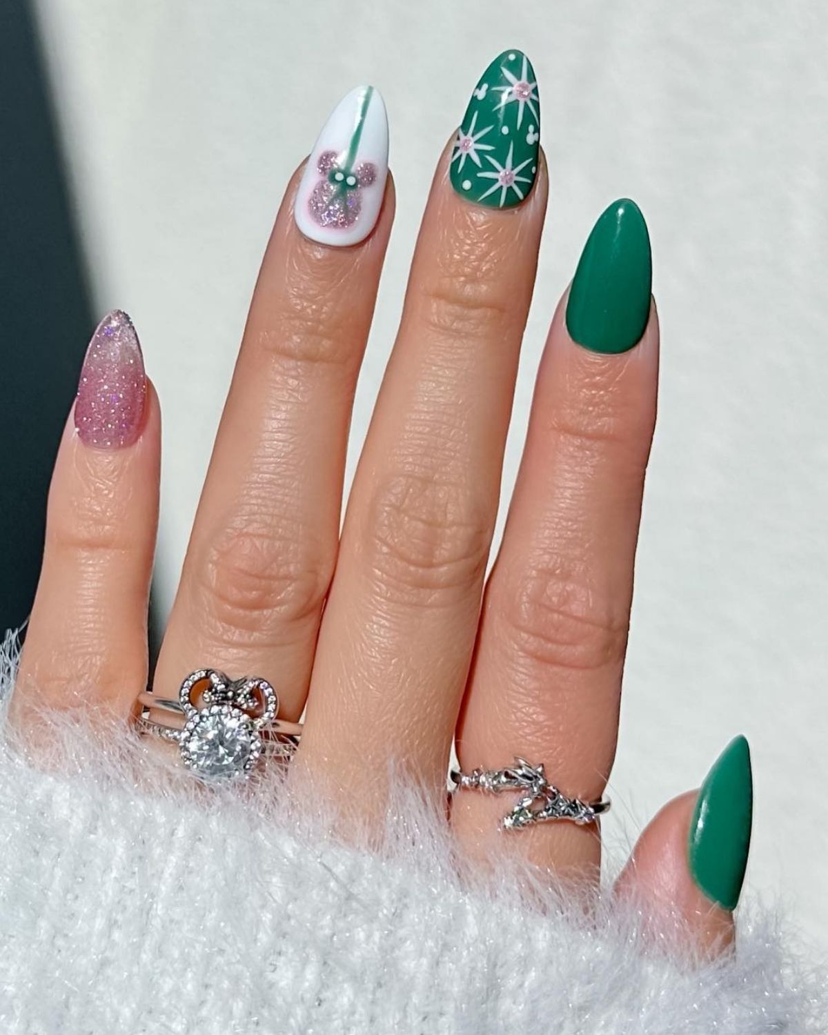 Green Mickey Christmas Nails

