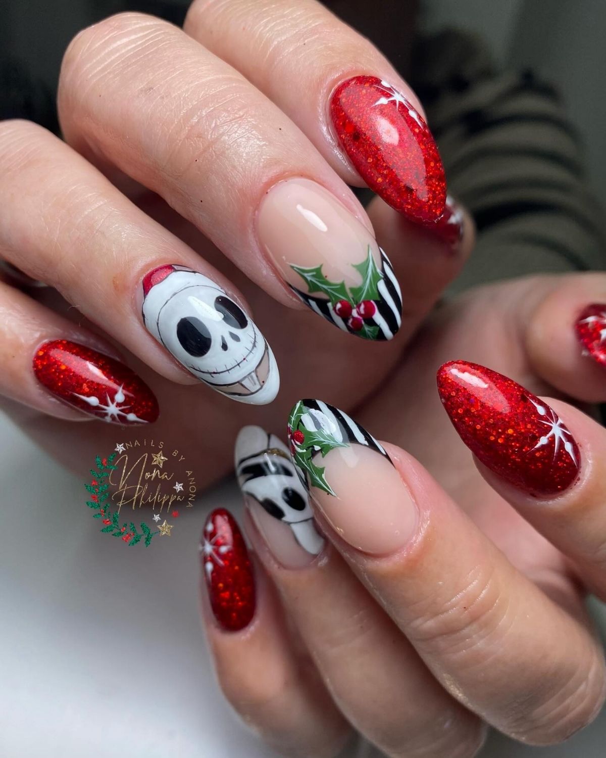 Jack Skellington Holiday Nails

