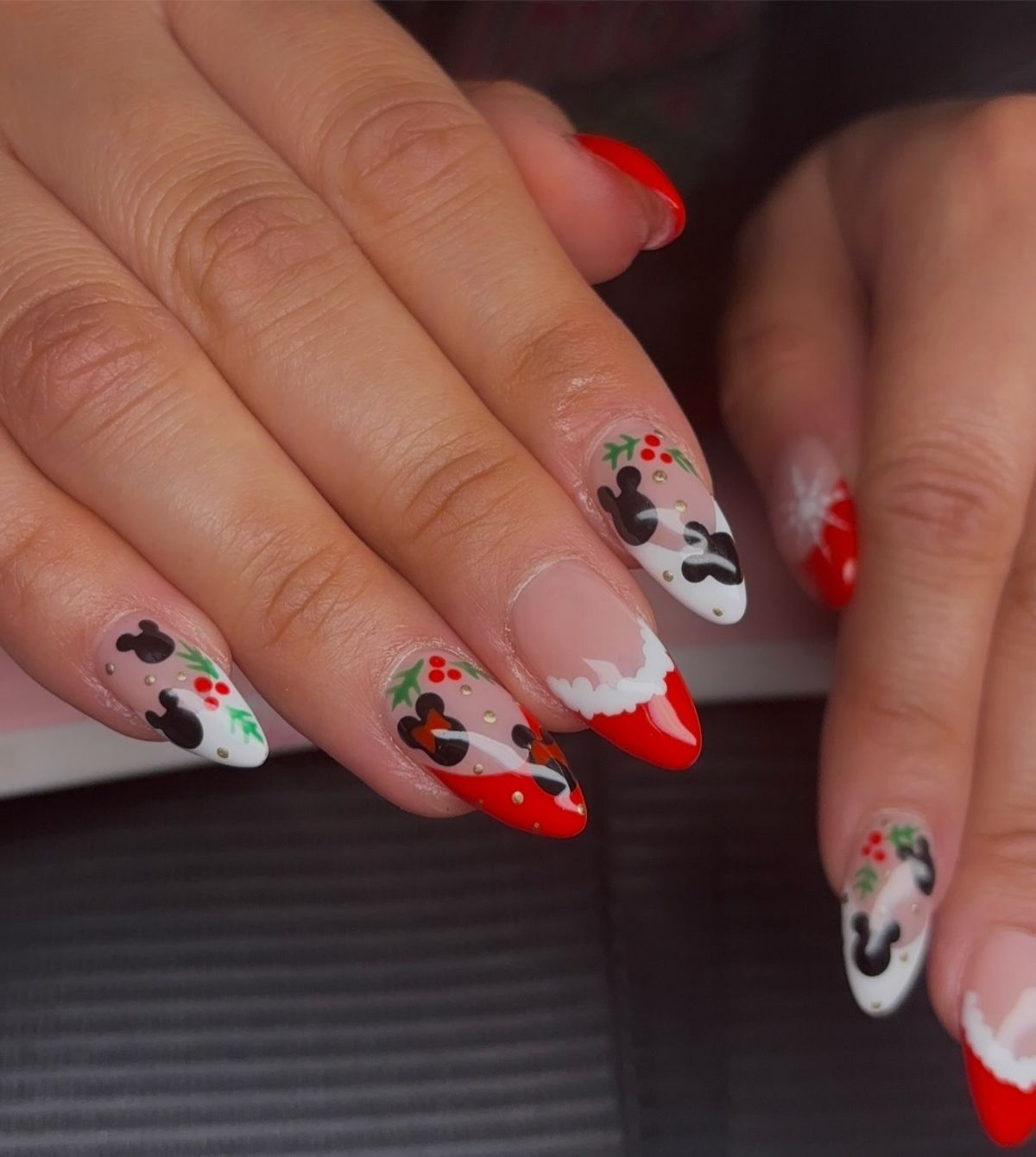 Long Almond Christmas Nails

