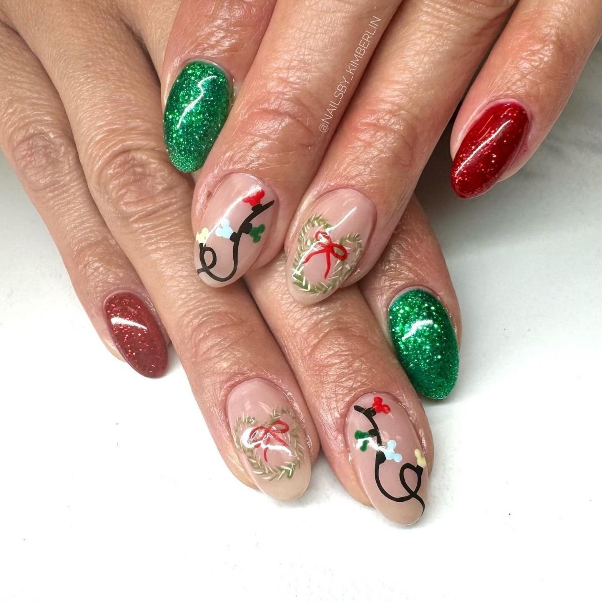 Mickey Christmas Lights Nails

