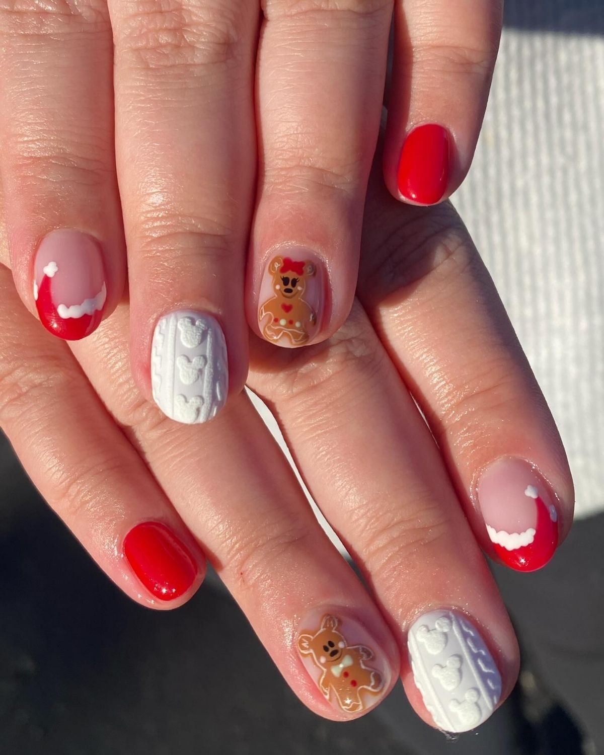 Mickey Gingerbread Nail Art

