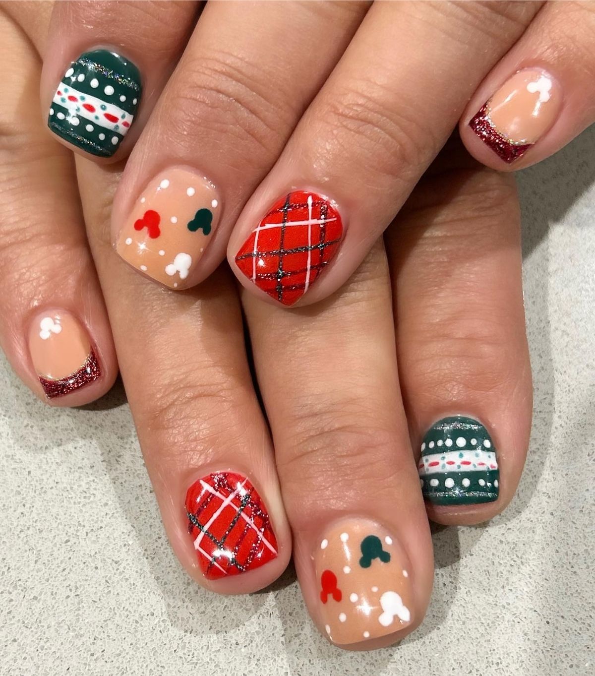Short and Detailed Disney Christmas Nails

