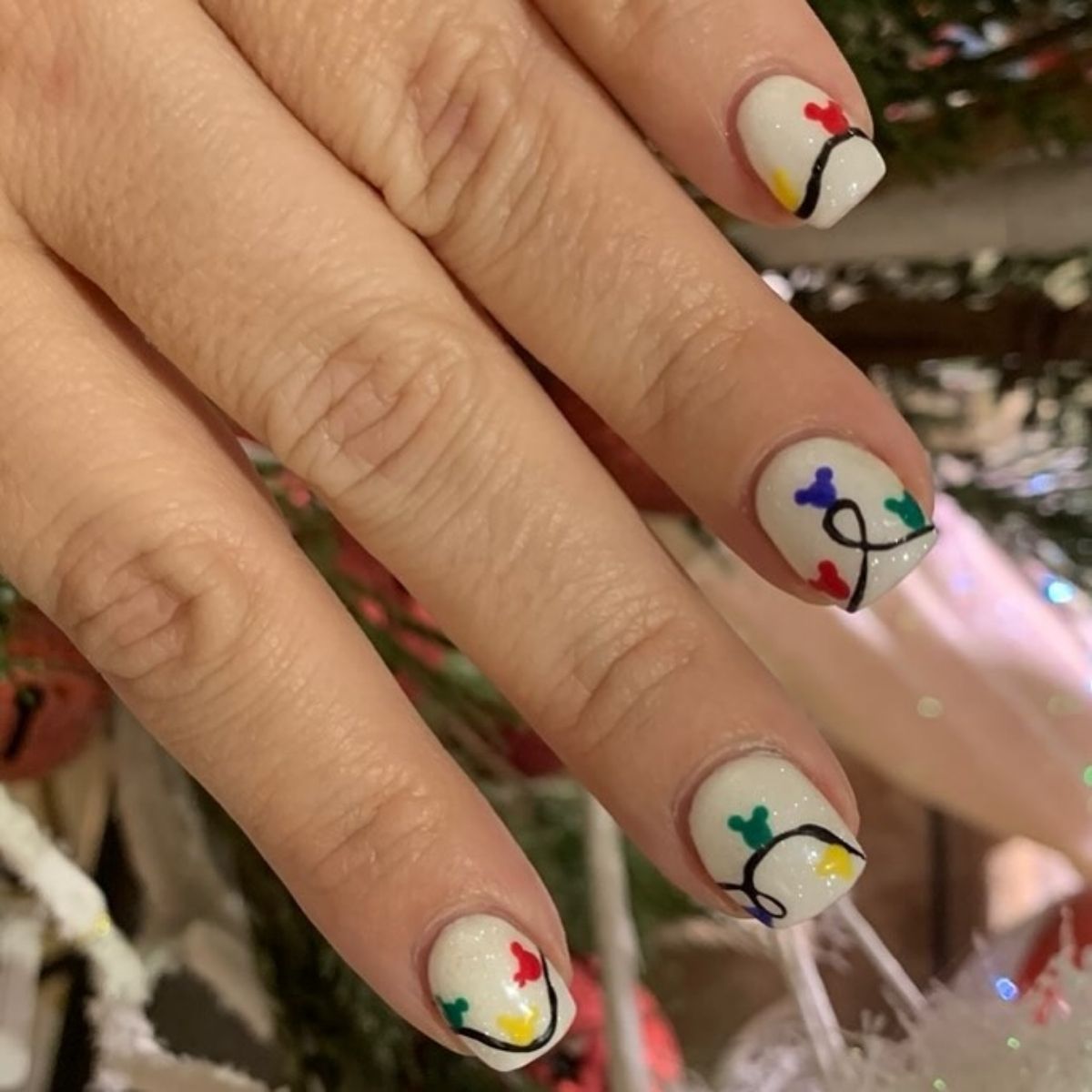 Square Mickey Lights Nails

