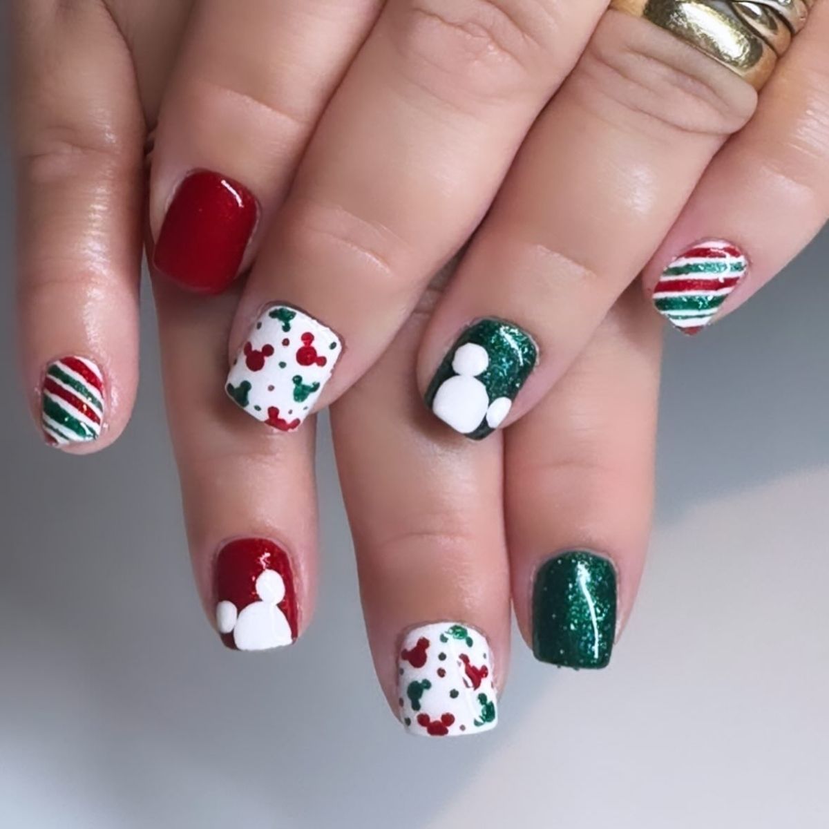 Square Mickey X-Mas Nails


