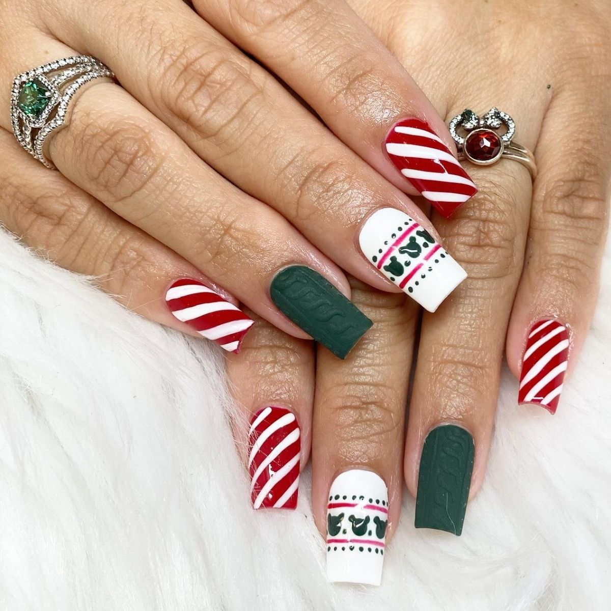 Textured Disney Christmas Nails


